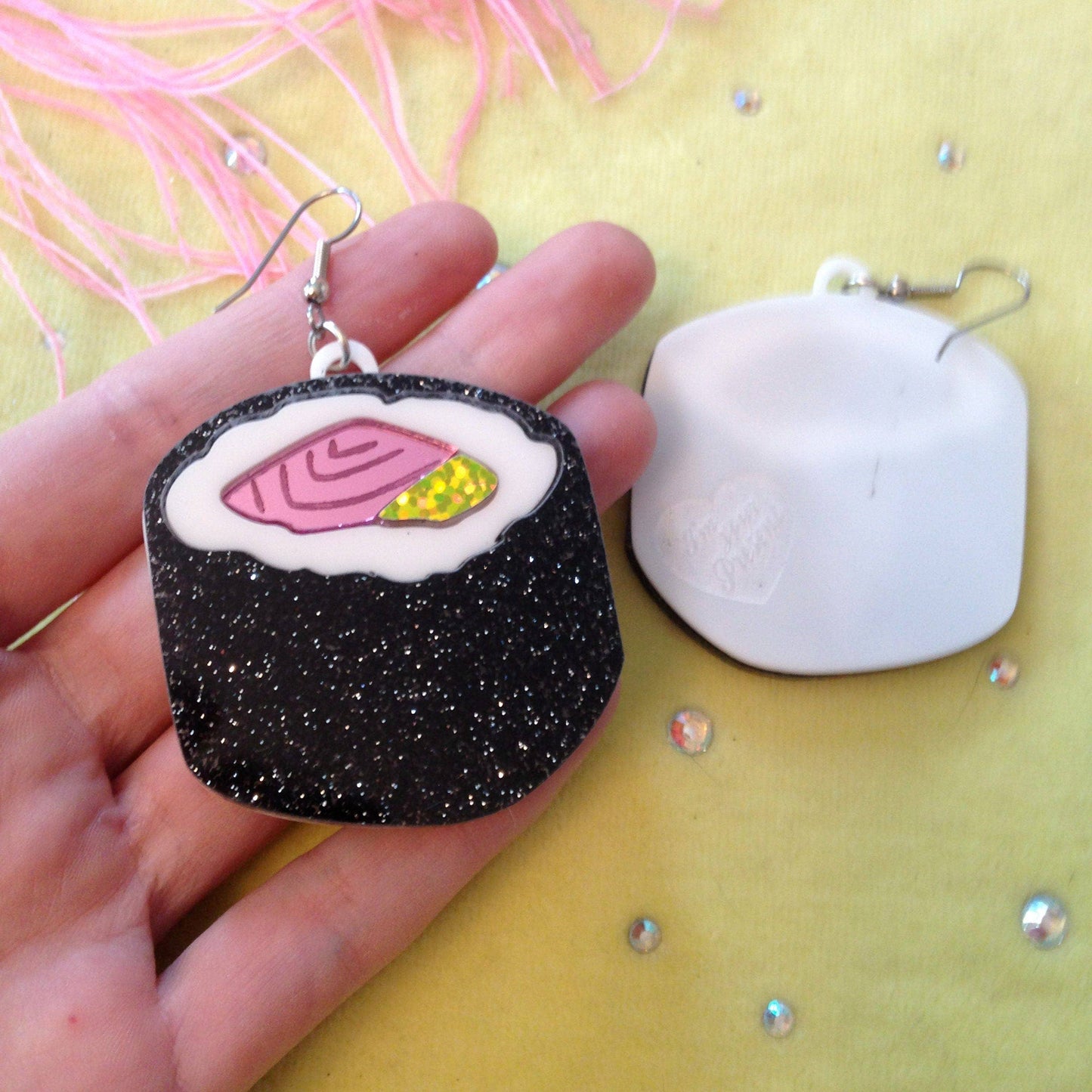 Sushi Roll Acrylic Statement Earrings