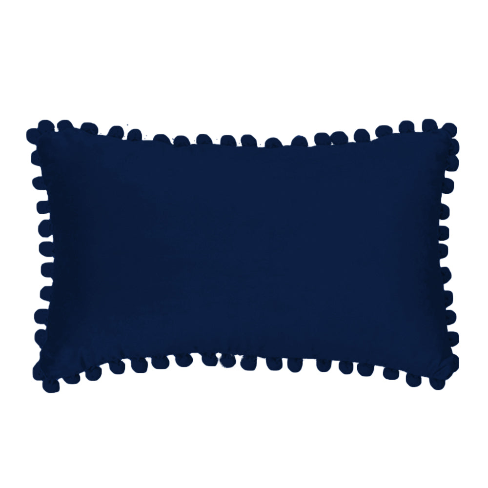 Rectangular Pompoms Throw Pillow cover and 330g insert size 12"x20" lumbar pillow, Dark Green, 12X20 β Fancy & Stacy