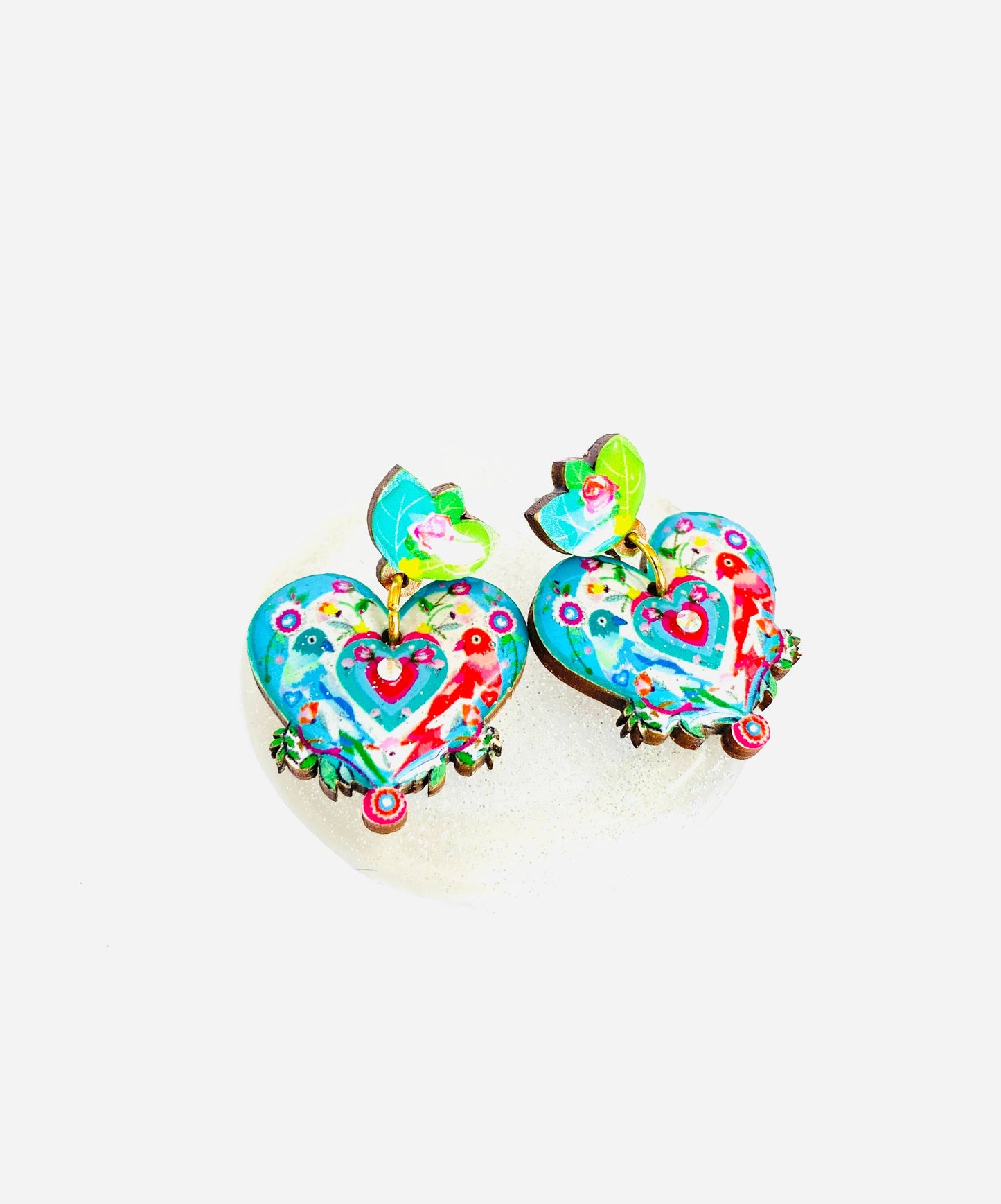 Love Bird Heart Shaped Earrings by Rosie Rose Parker