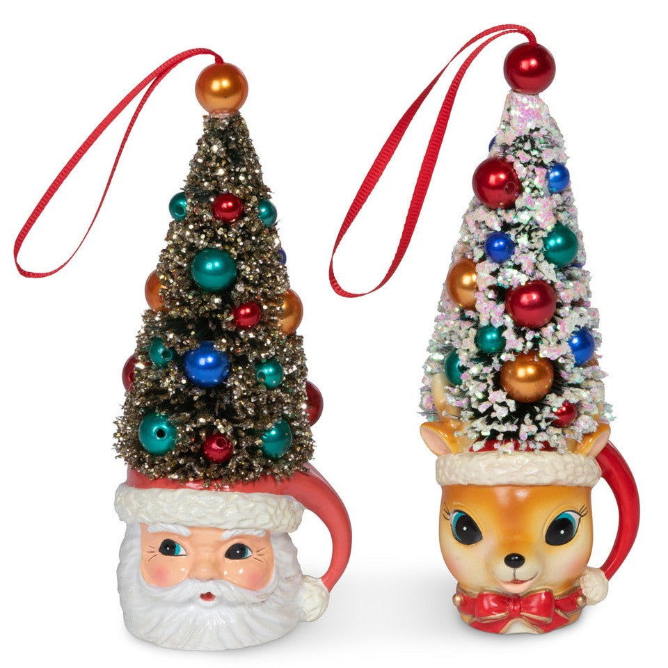 Retro Santa Mug with Sisal Tree Ornament
