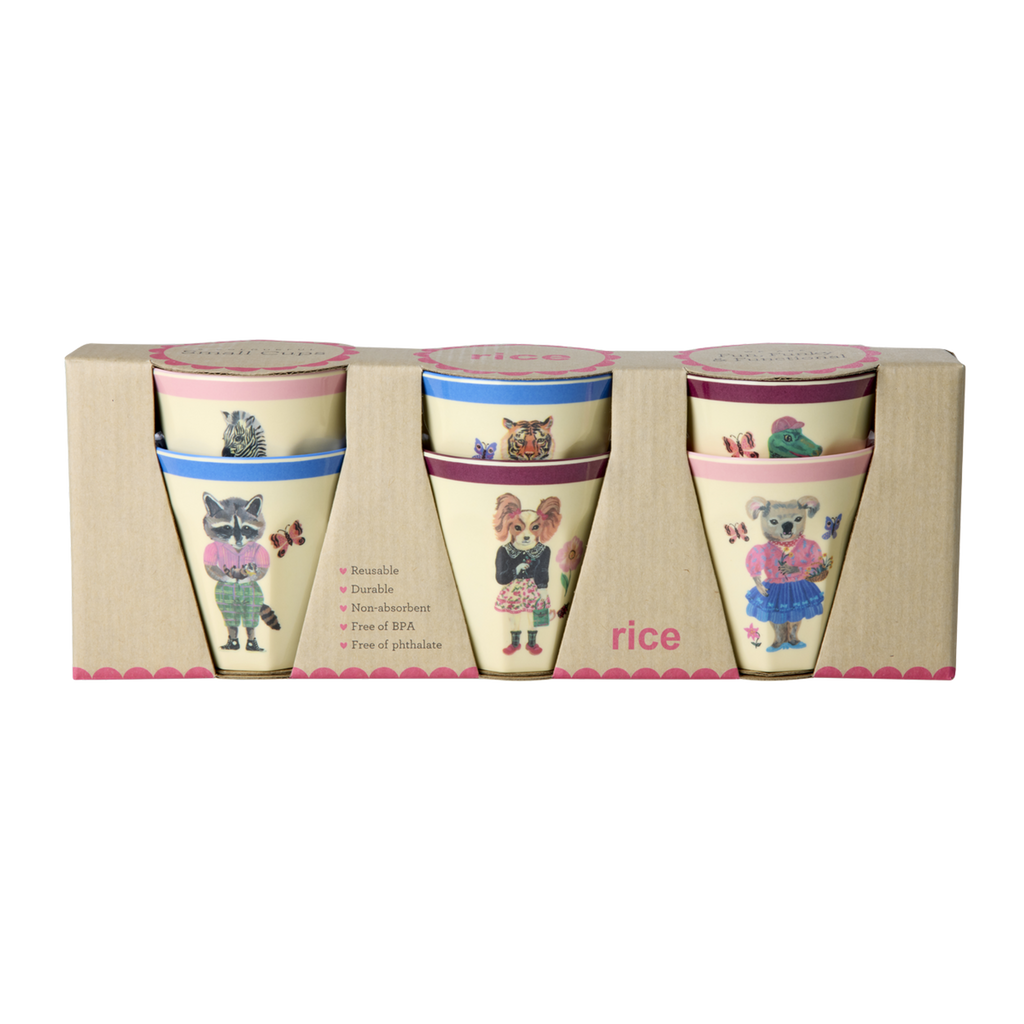 Set of 6 Small Melamine Cups with Nathalie Lété Print - 5.4oz