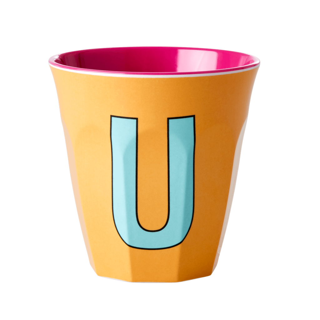 Melamine Cup - Medium with Alphabet in Pinkish Colors | Letter U