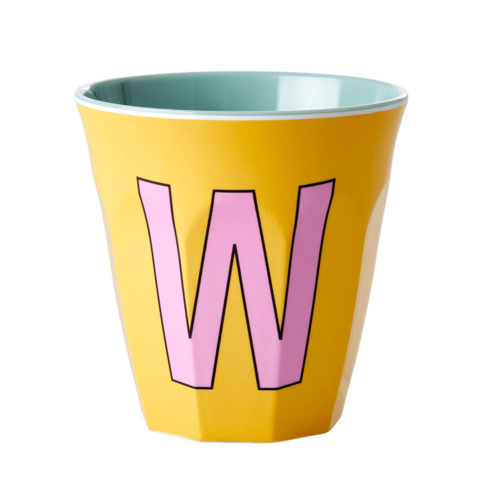 Melamine Cup - Medium with Alphabet in Pinkish Colors | Letter W