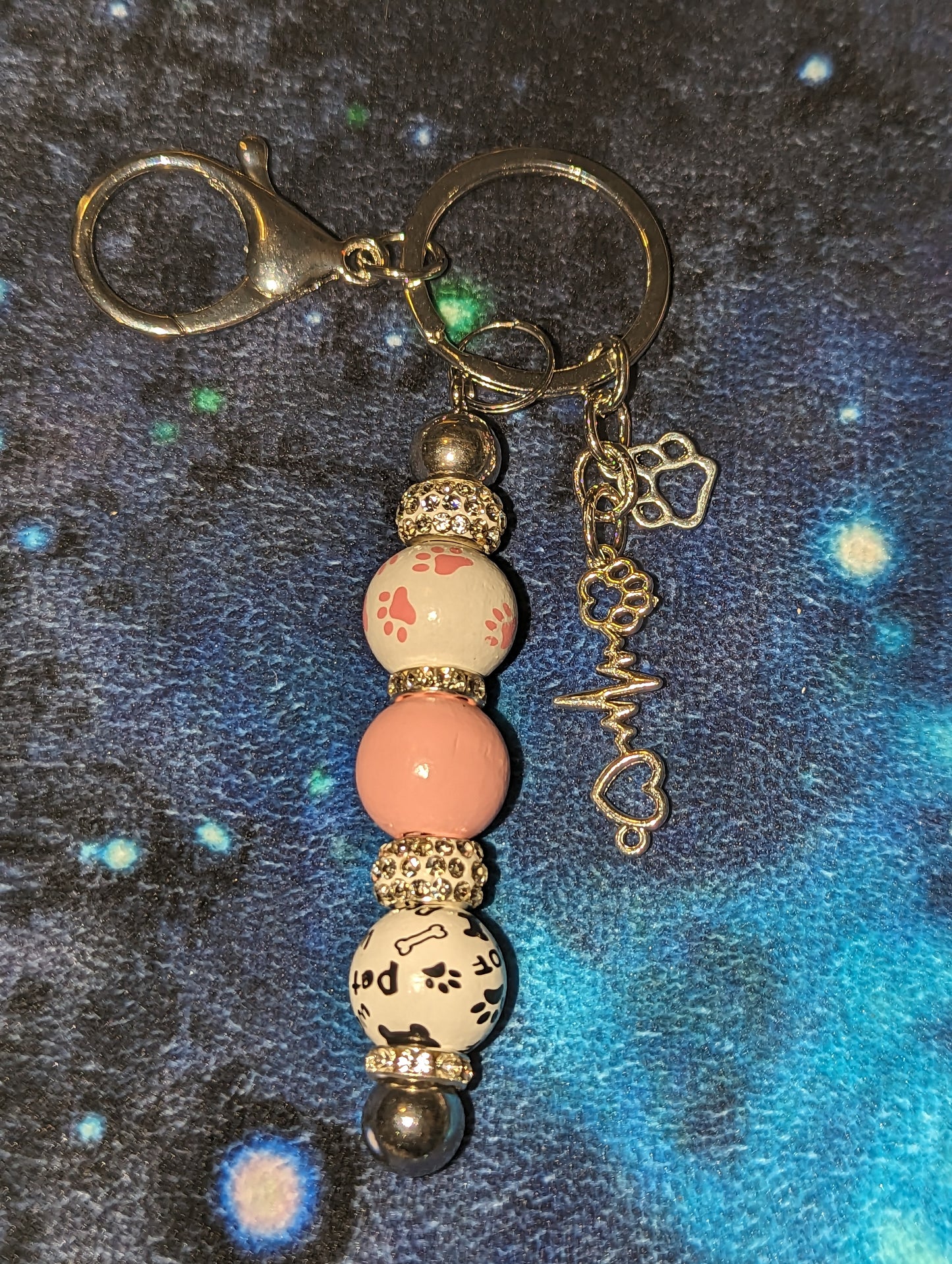Keychain Puppy Paw Pink Heartbeat