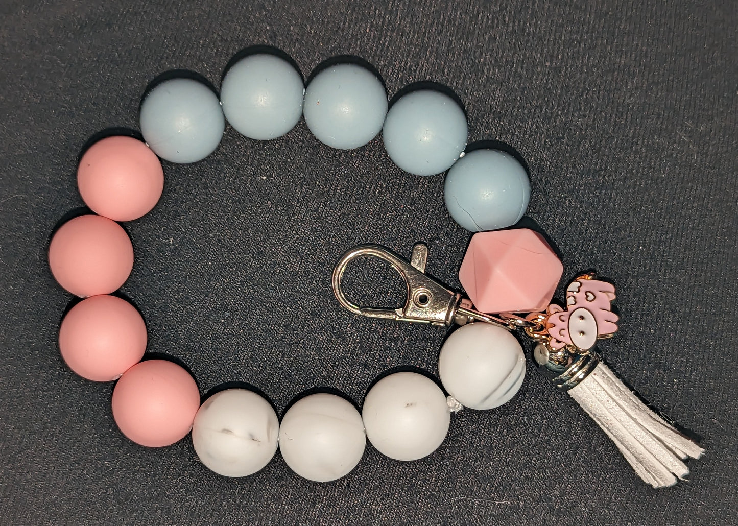 Bracelet Keychain Silicone Pink Cow