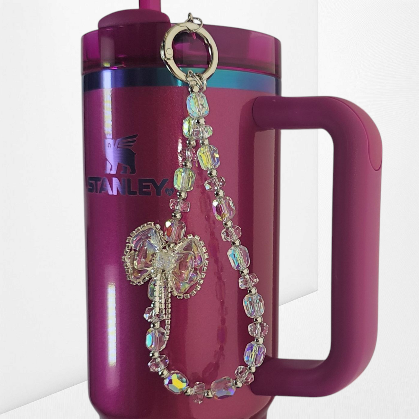 Deluxe Princess Beaded Tumbler Charm Necklace - Crystal Clear