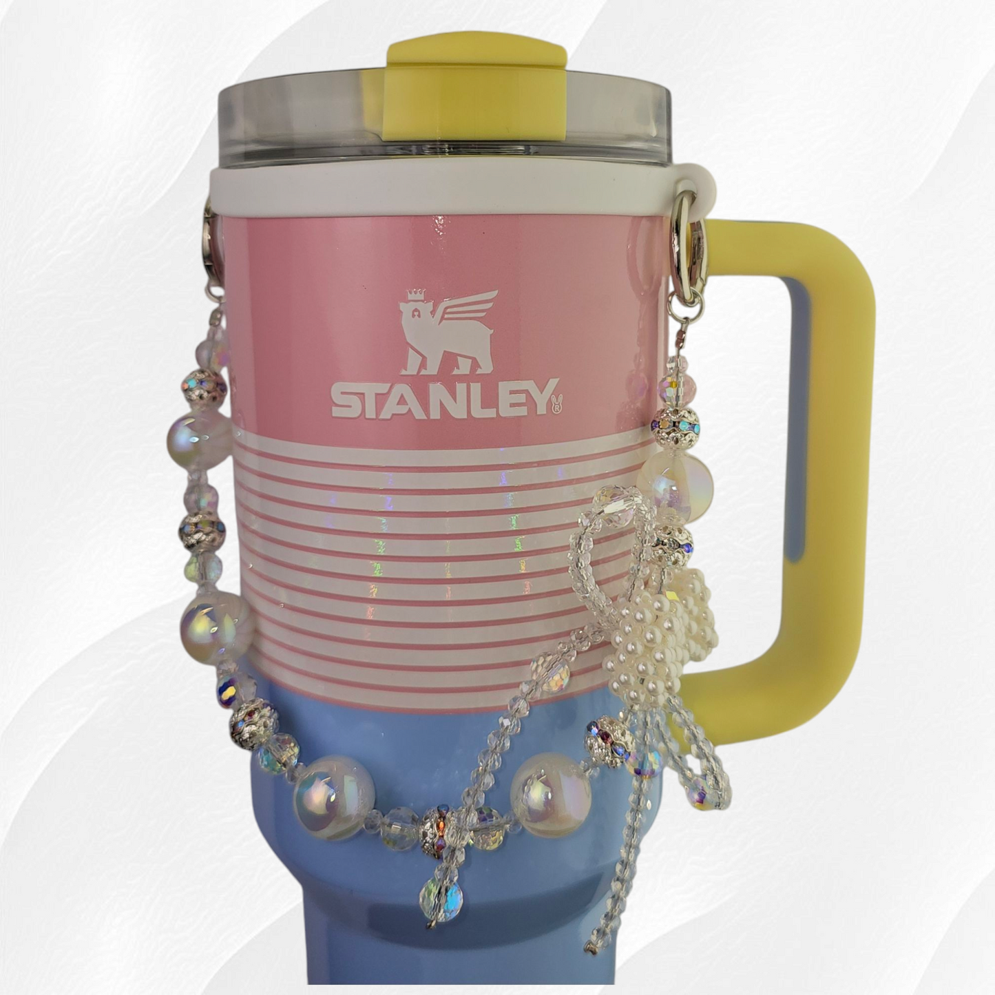 Deluxe Pearl Beaded Tumbler Charm Necklace - White