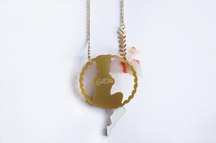 Bearded Woman Halloween Necklace by Laliblue