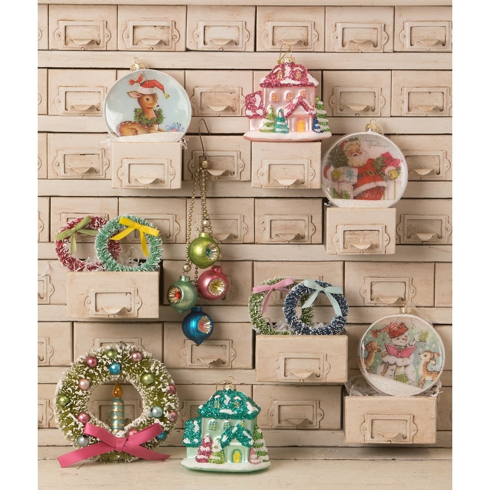Brights Candle in Wreath Ornament by Bethany Lowe Designs