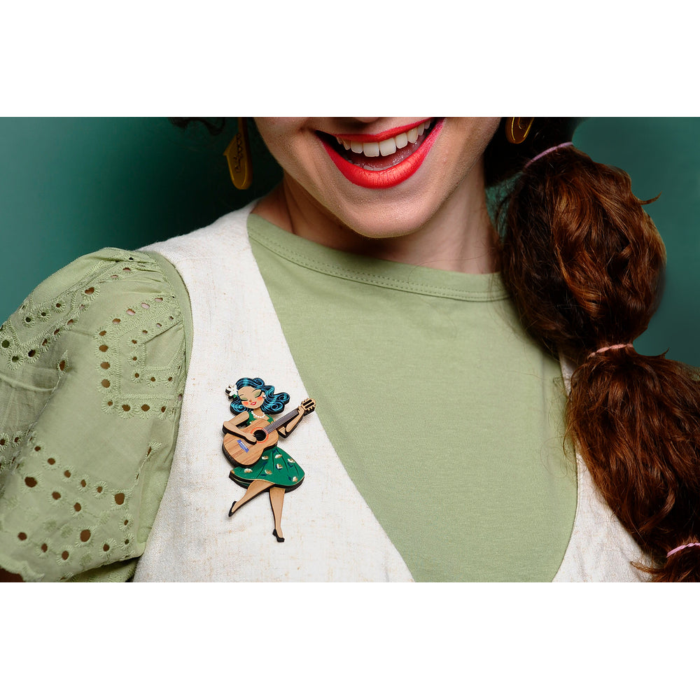Girl playing guitar Brooch by Laliblue