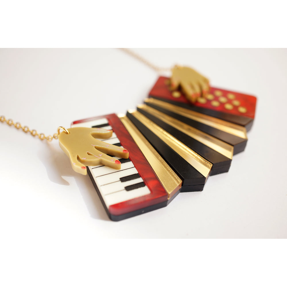 Red Accordion Necklace by Laliblue