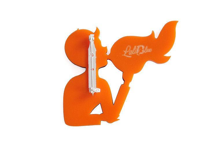 Fire Breather Halloween Brooch by Laliblue