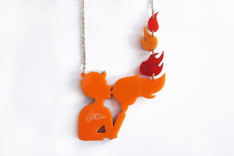 Fire Breather Halloween Necklace by Laliblue