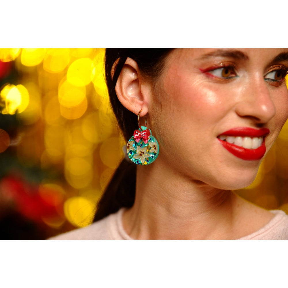 Floral Christmas Ornament Earrings by Laliblue