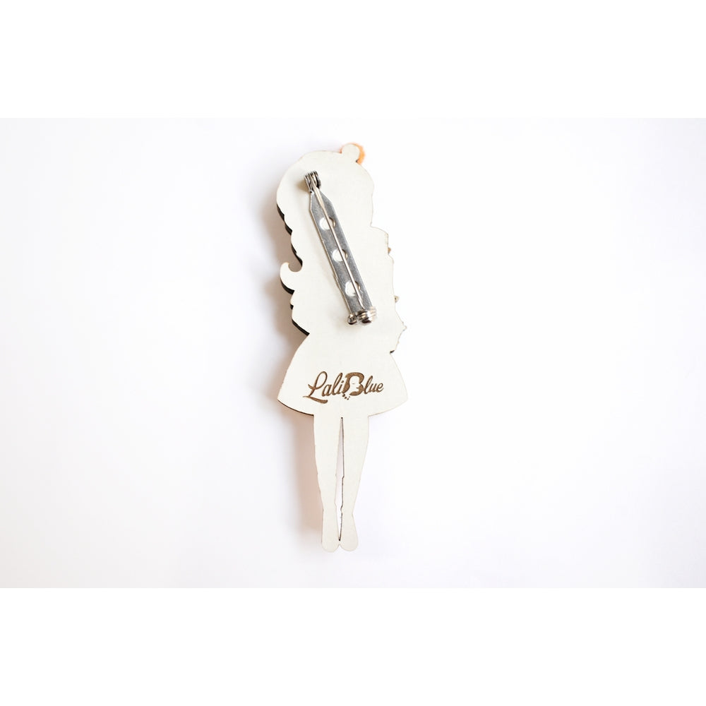 Girl with Retro Pyrex Containers Brooch by Laliblue