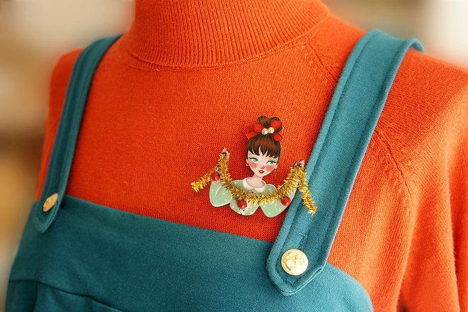 Girl With Tinsel Brooch by Laliblue