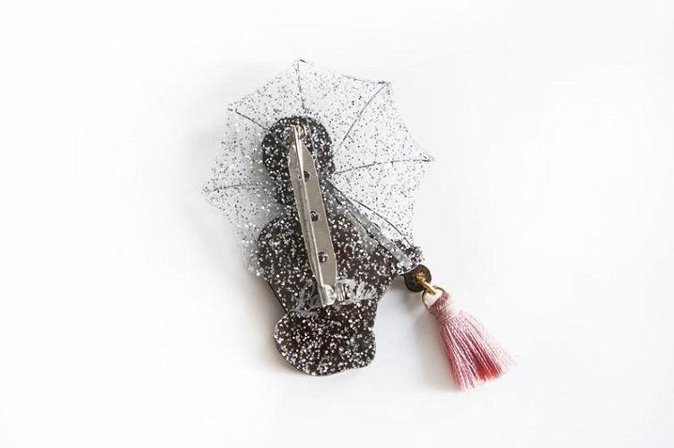 Girl with Umbrella Brooch by Laliblue