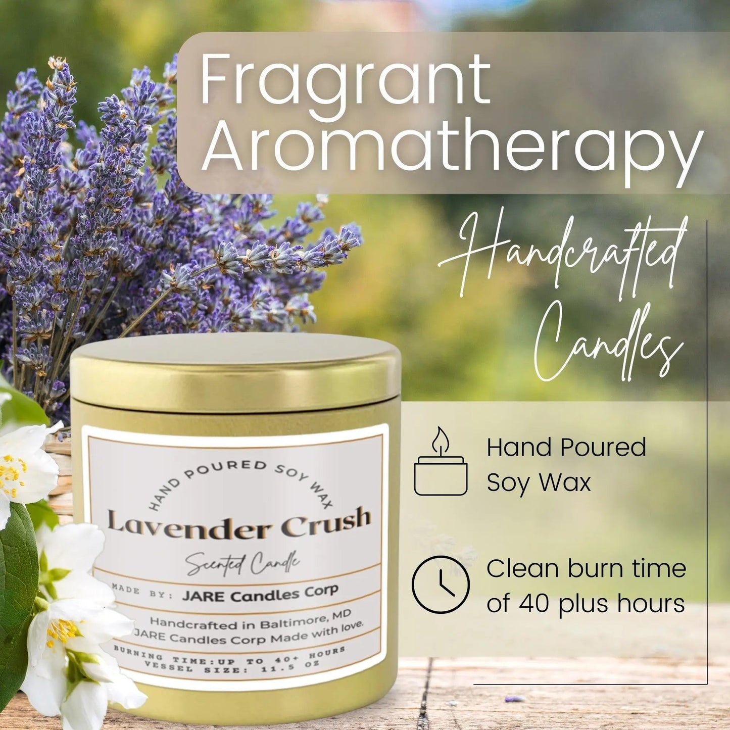 Lavender Crush Jasmine, Neroli, Banana - Soy Wax Scented Candle