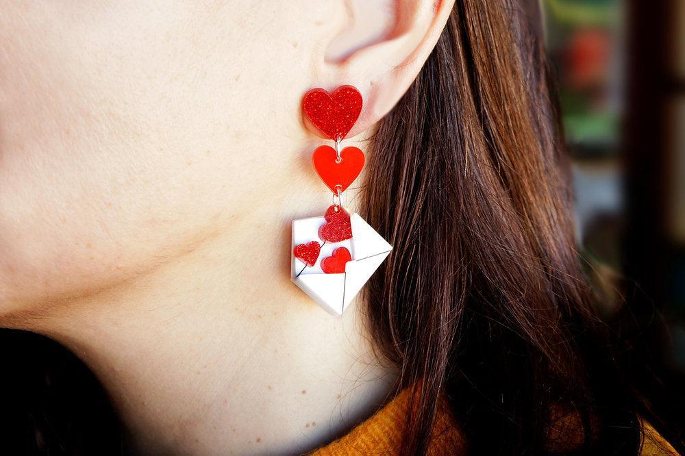 Love Letters Earrings by Laliblue - Red