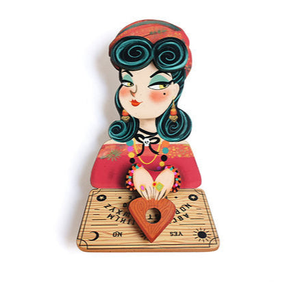 Medium with Ouija Board Interactive Brooch by Laliblue