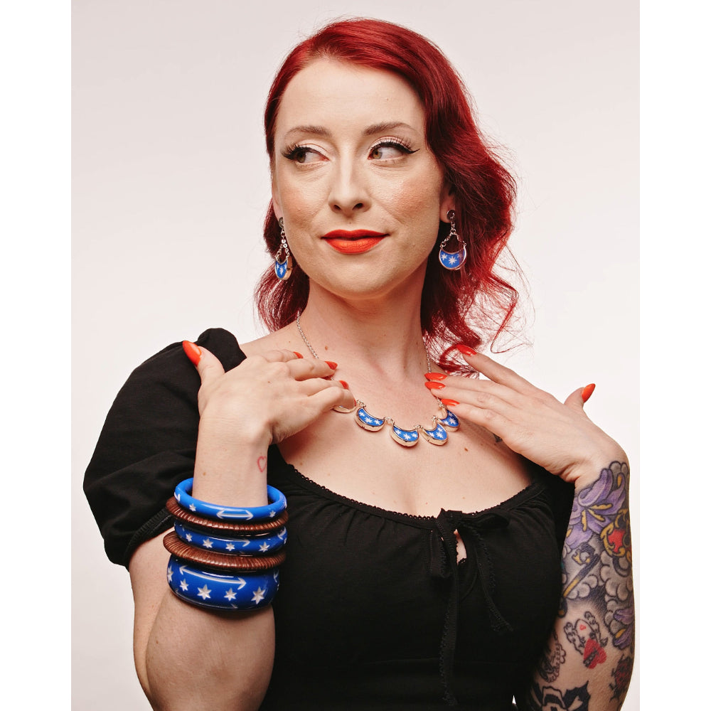 Midi Denim Blue Bangle by Splendette - MEDIUM
