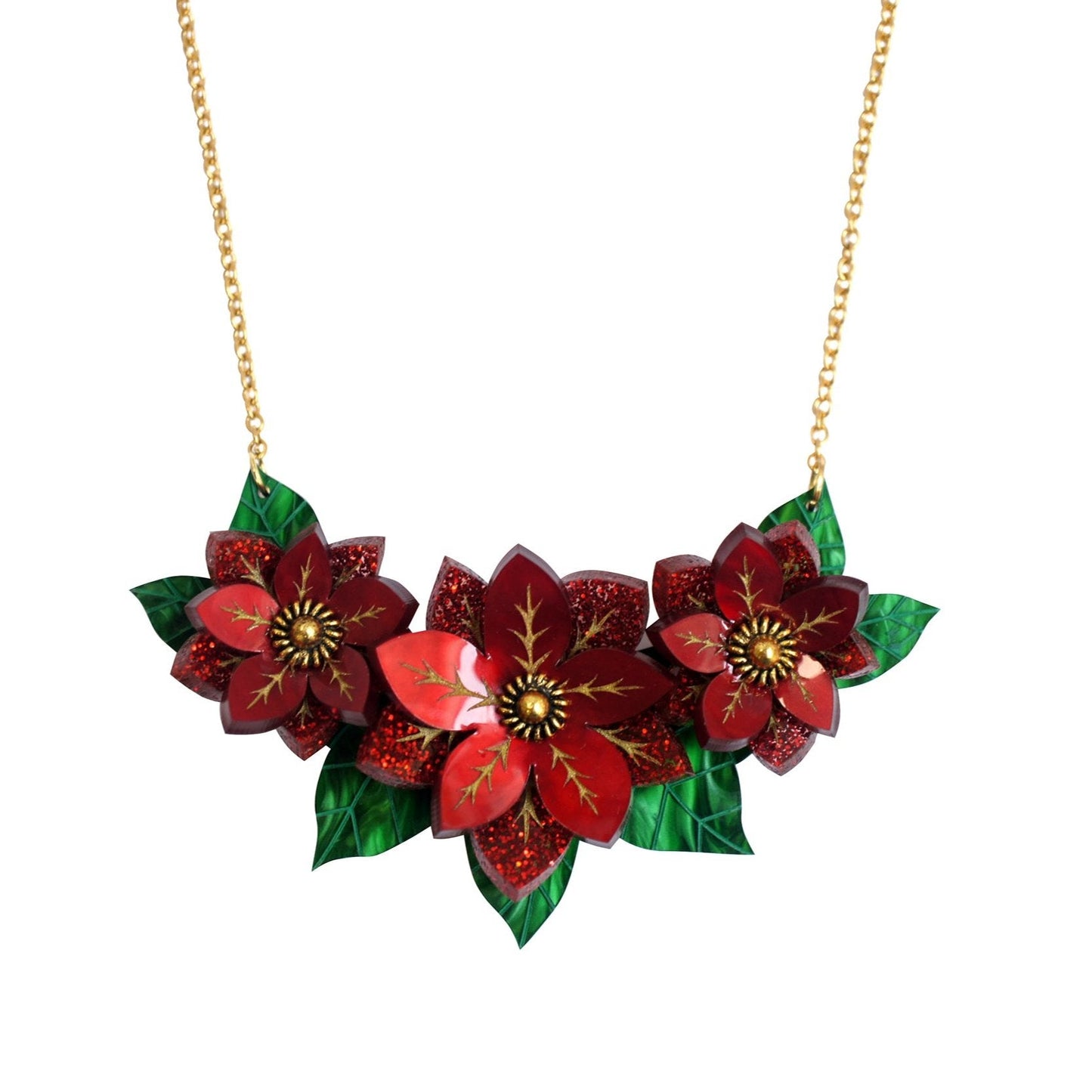Poinsettia Necklace by Laliblue – Retro Statement Necklace Vintage Inspired
