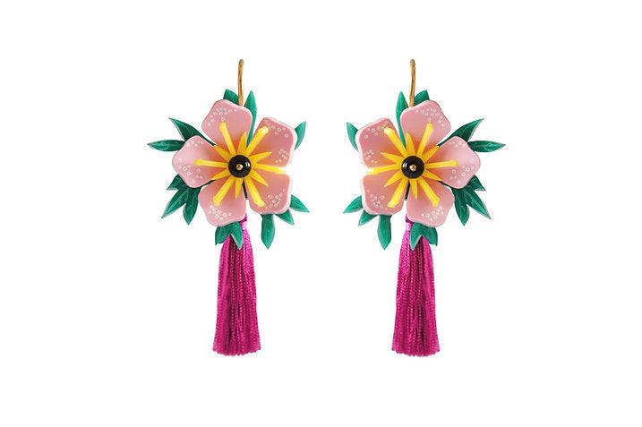 Pink Tropical Flower Earrings by Laliblue