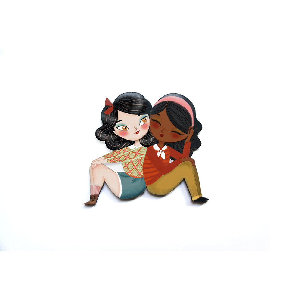 Puzzle with brunette girl brooch by Laliblue