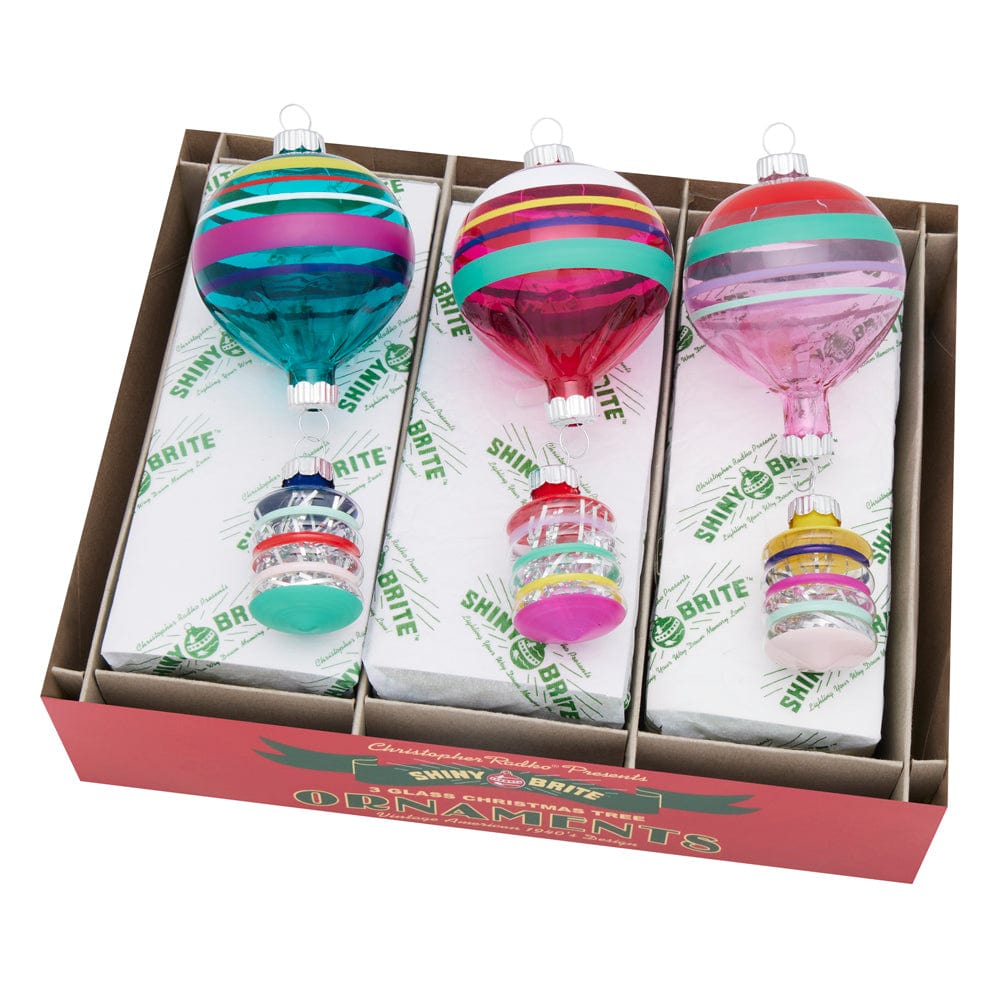 Vivid Vintage 3 Count 5" Hot Air Balloon Shape Ornaments by Shiny Brite