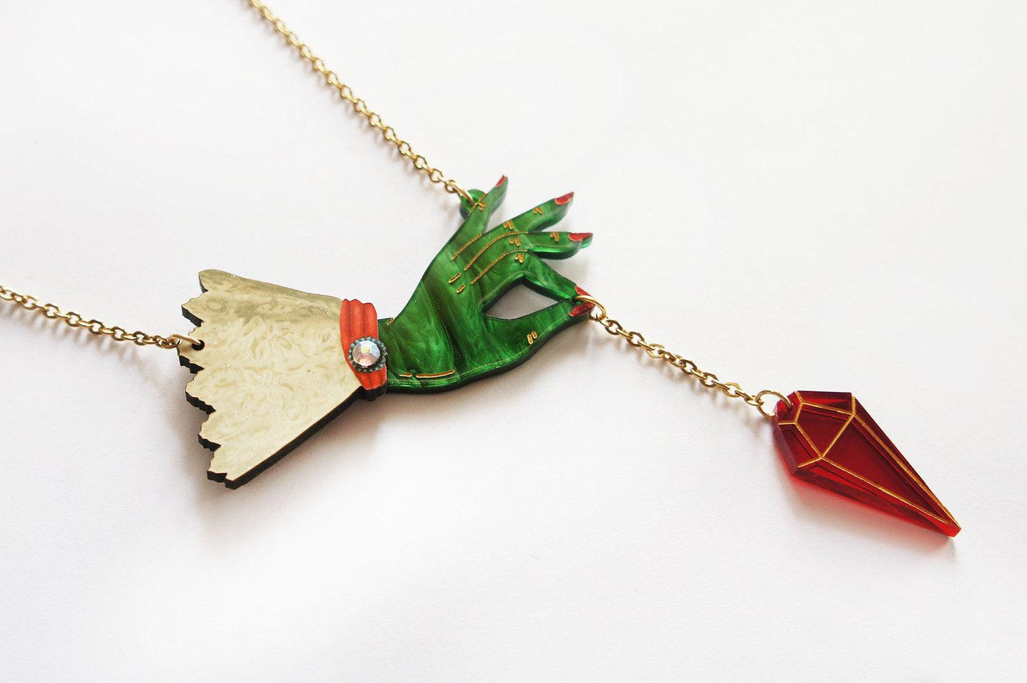 Witch Pendulum Halloween Necklace by Laliblue