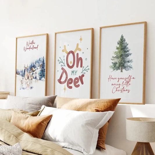 Winter Wonderland Christmas Wall Art Prints Set