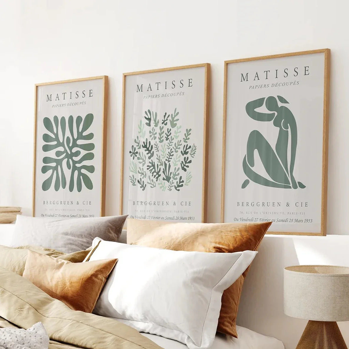 Matisse set of 3 Sage Green Wall Art Prints