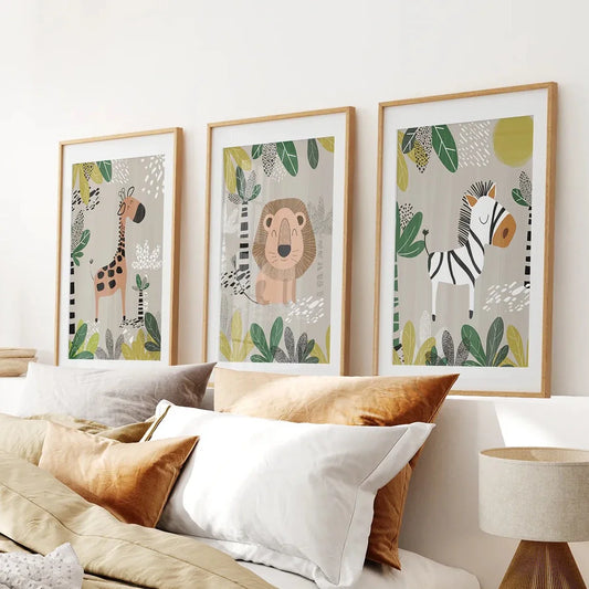 Set of 3 Safari Baby Animal Art Prints