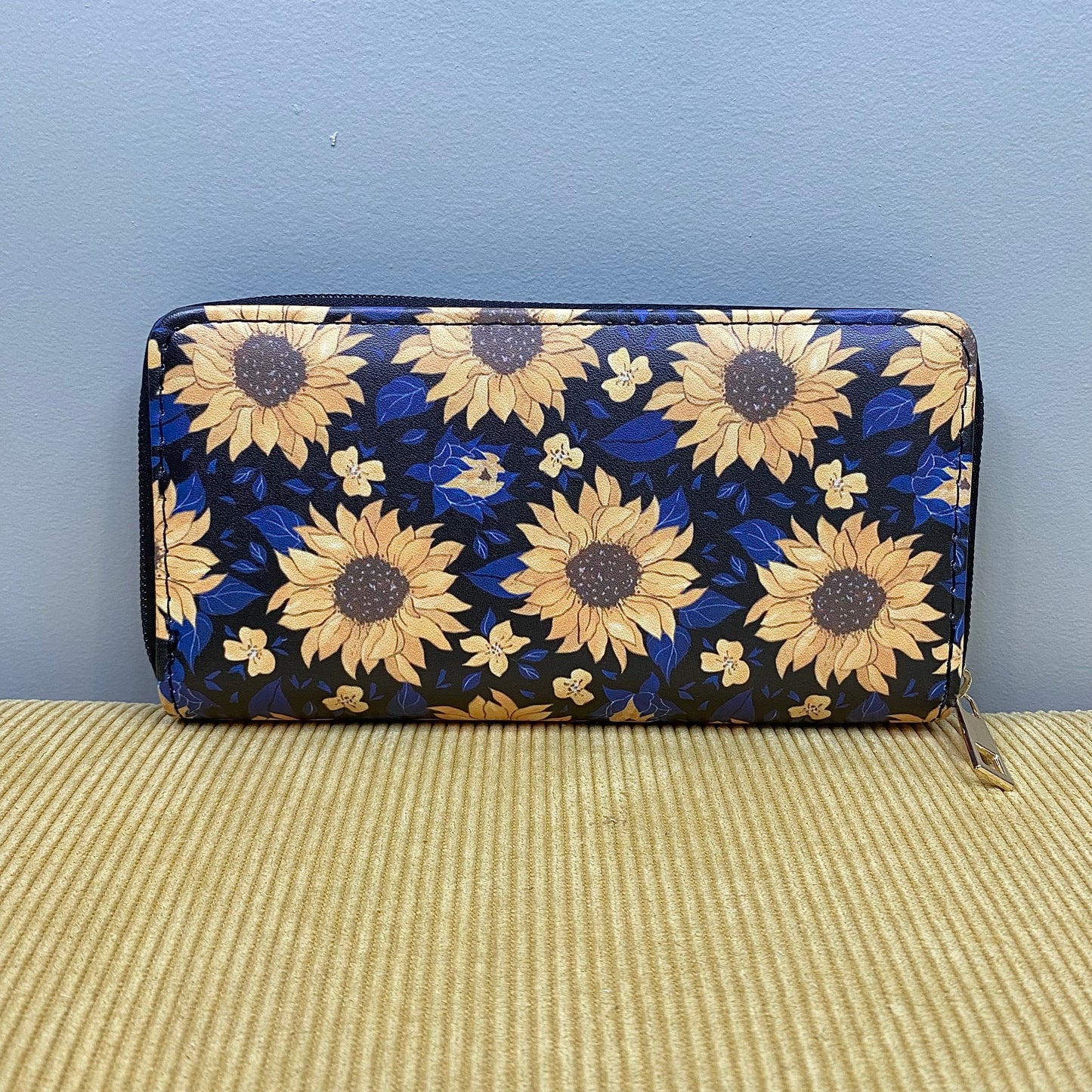 Wallet - Faux Leather - Sunflower Yellow Blue Black