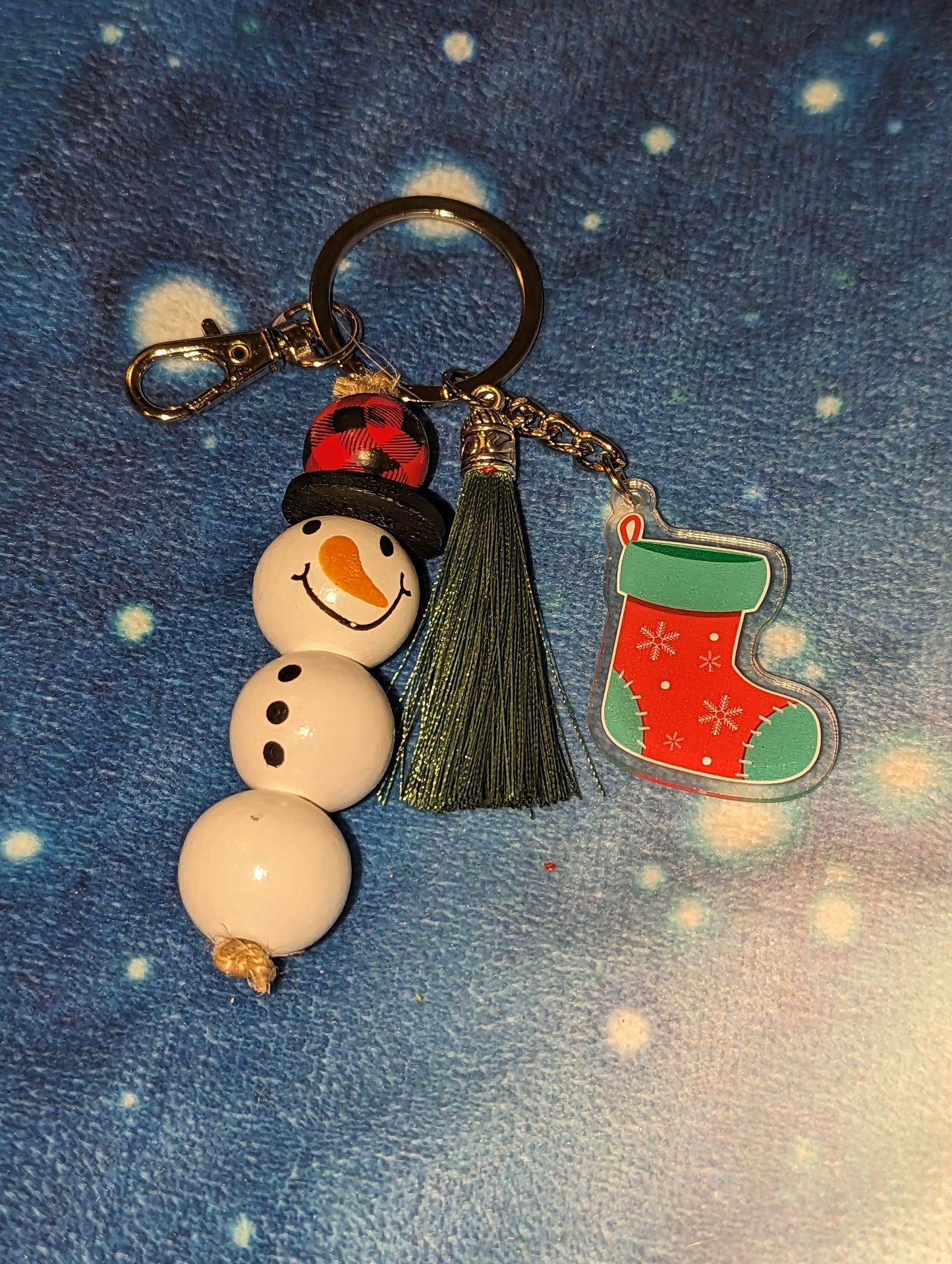 Christmas Snowman Stocking Keychain