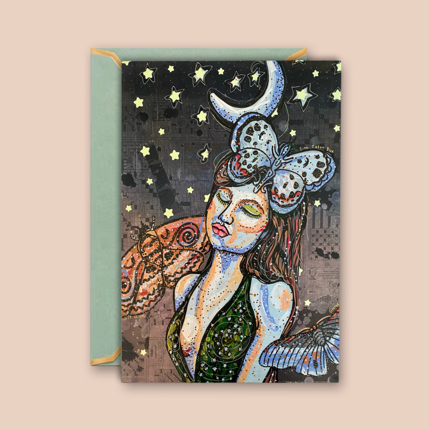 Moon Tides & Moth Flies - Greeting Card / Fine Art Print