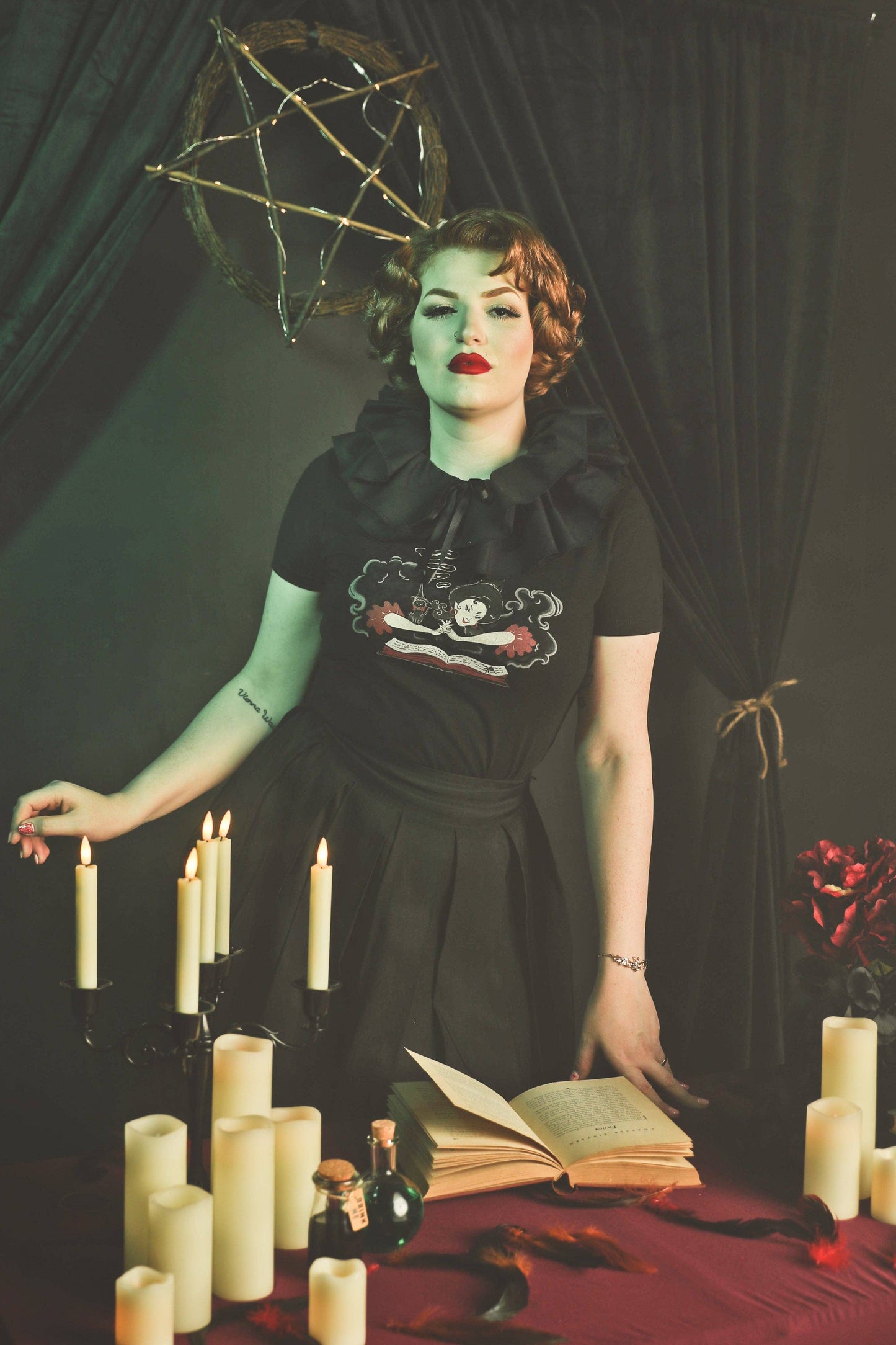 Witch Bible Fitted Tee in Black - SMALL