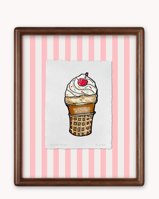 Vanilla Ice cream Cone Limited Edition Framed Print