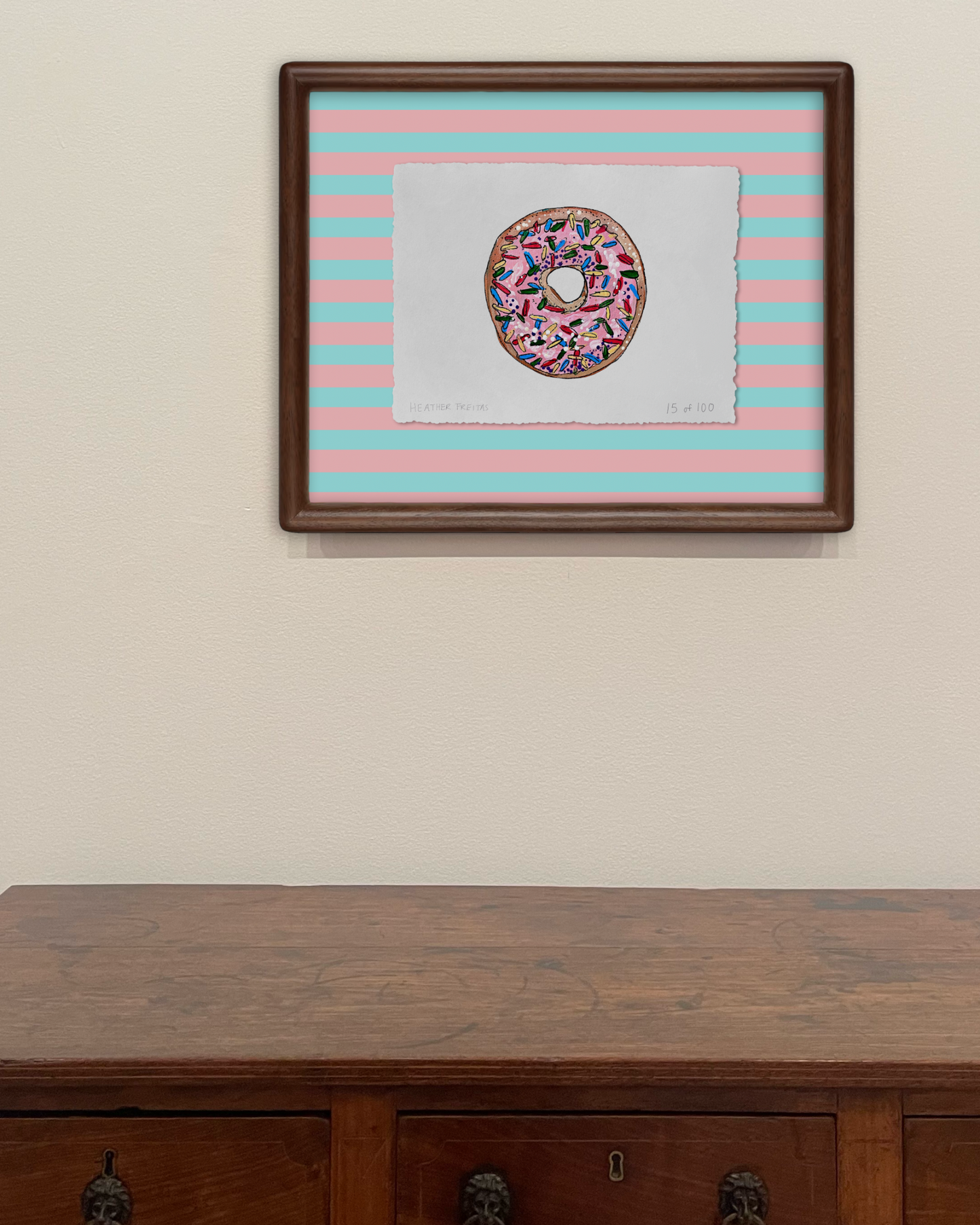 Pink Sprinkle Donut  Limited Edition Framed Print