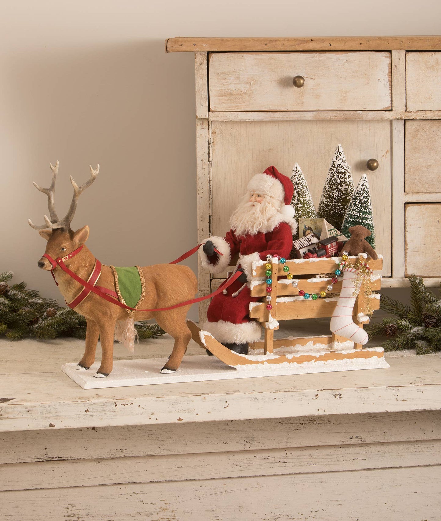 Santa in a One Horse Open Sleigh Vintage Santa by Bethany Lowe Designs