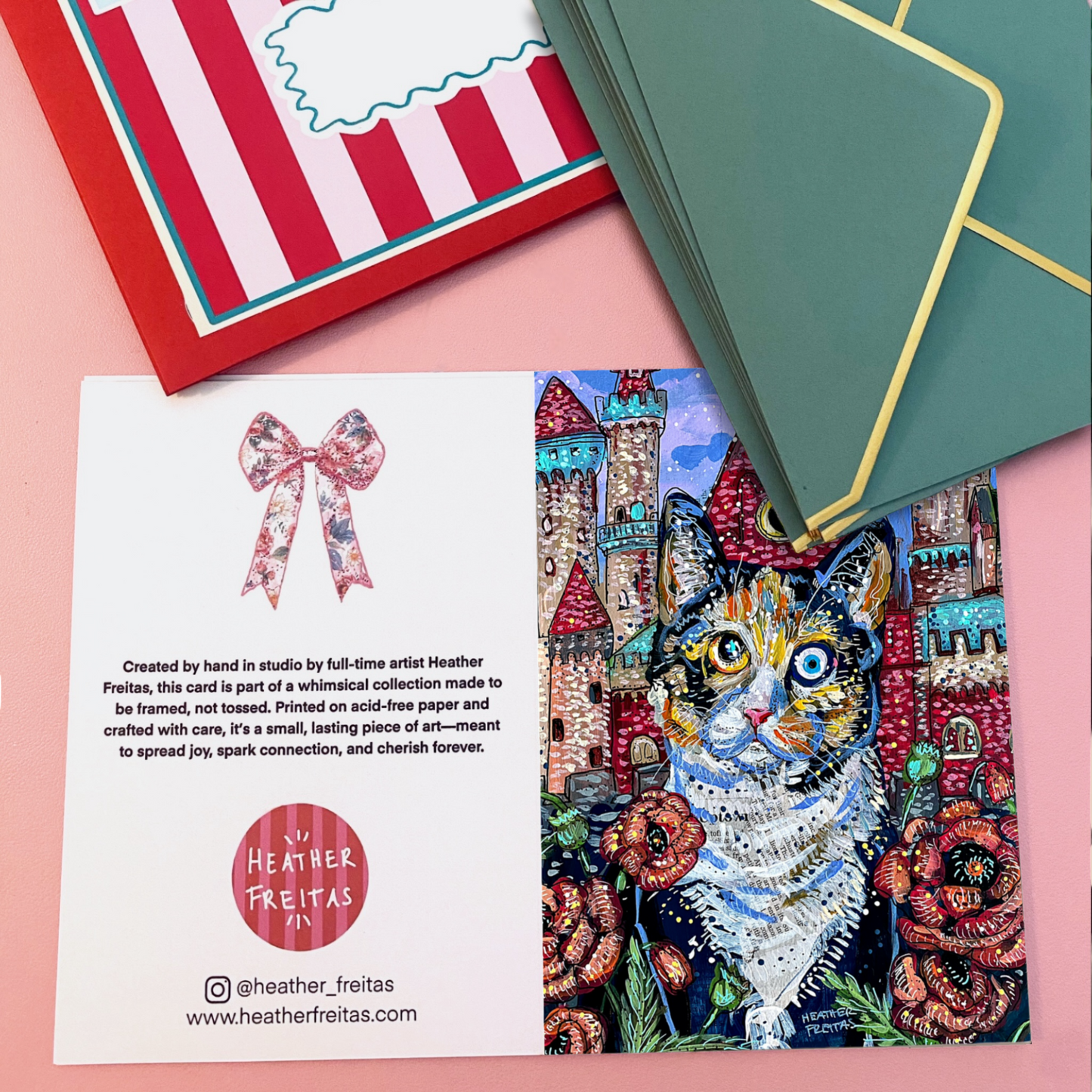 Poppy Castle Cat - Greeting Card / Fine Art Print