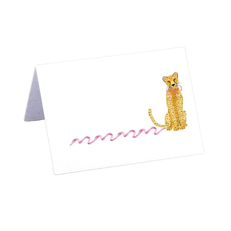 Leopard with Pink Bow - Place Cards