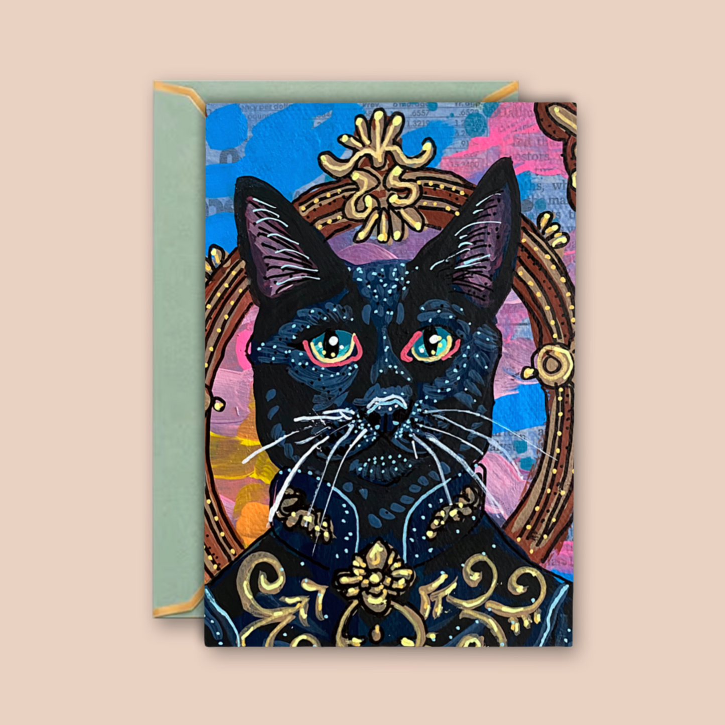 Royal Black Cat - Greeting Card / Fine Art Print