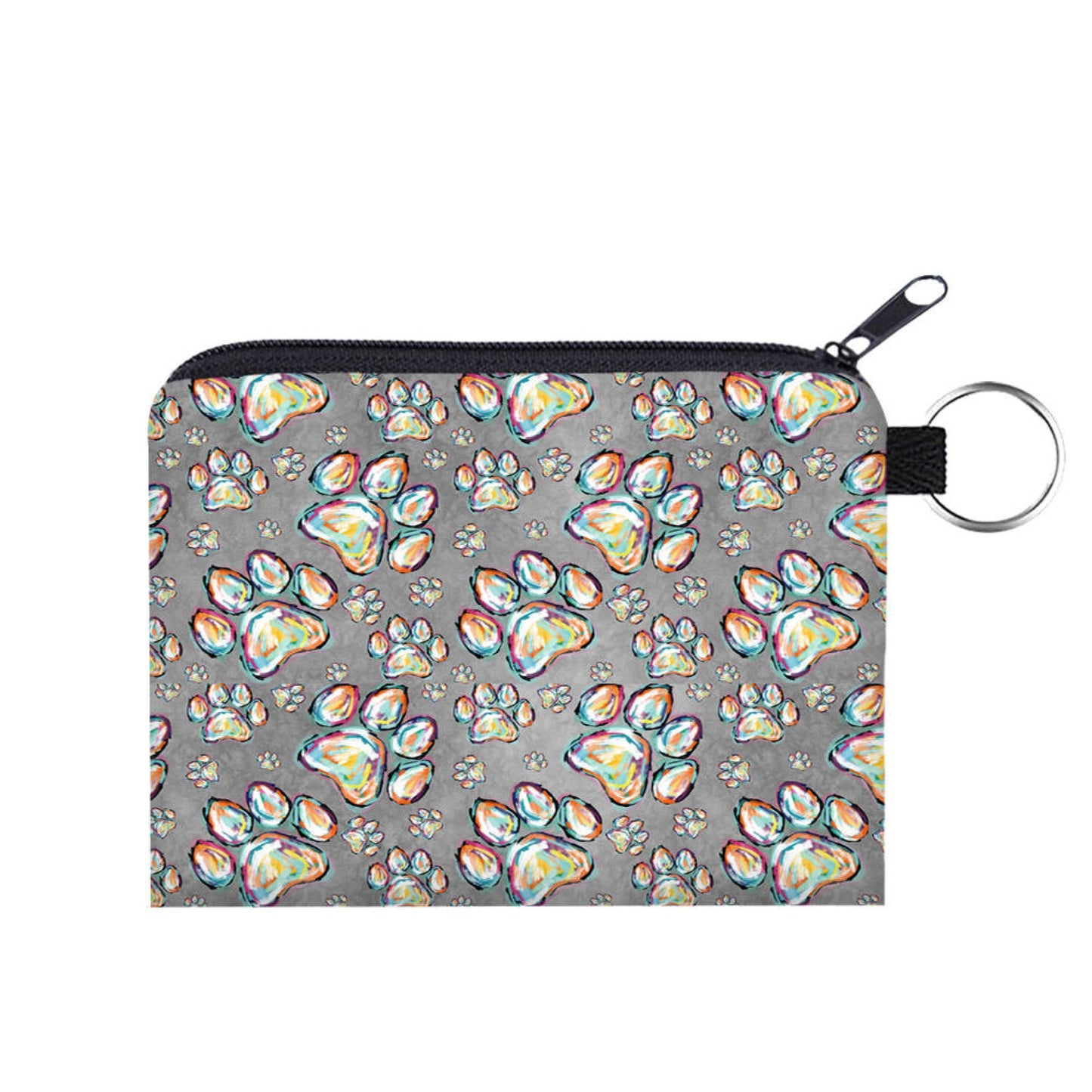 Mini Pouch - Dog Paw Rainbow Grey