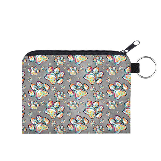 Mini Pouch - Dog Paw Rainbow Grey