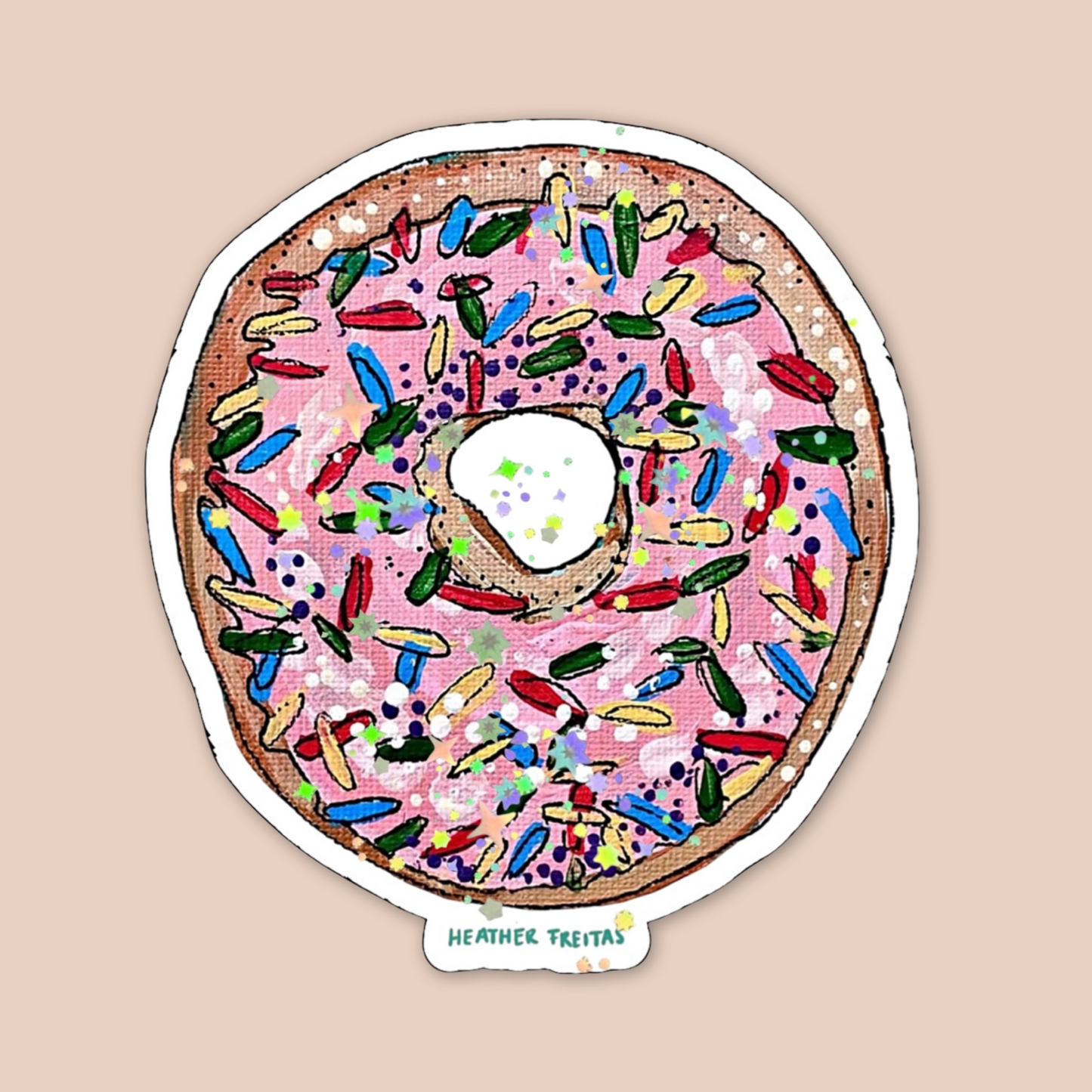 Pink Sprinkles Donut Sticker