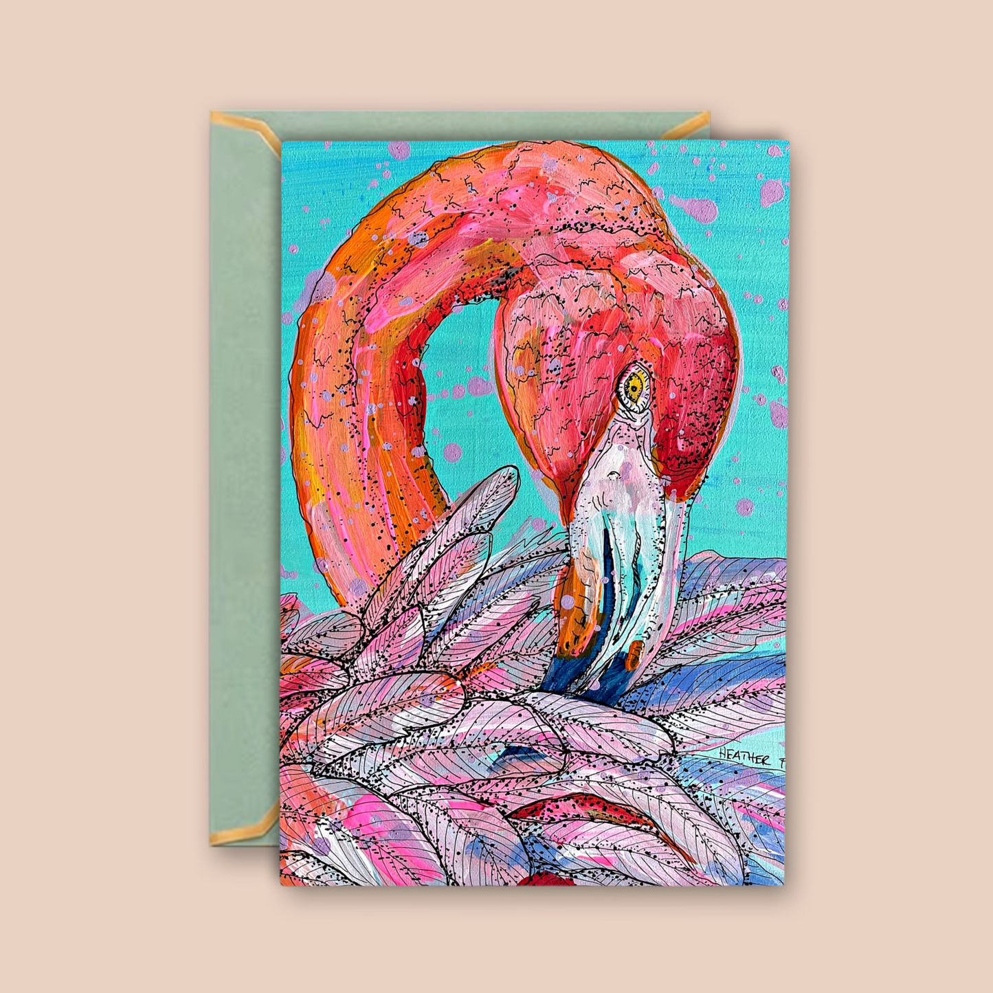 Garnet Flamingo - Greeting Card / Fine Art Print
