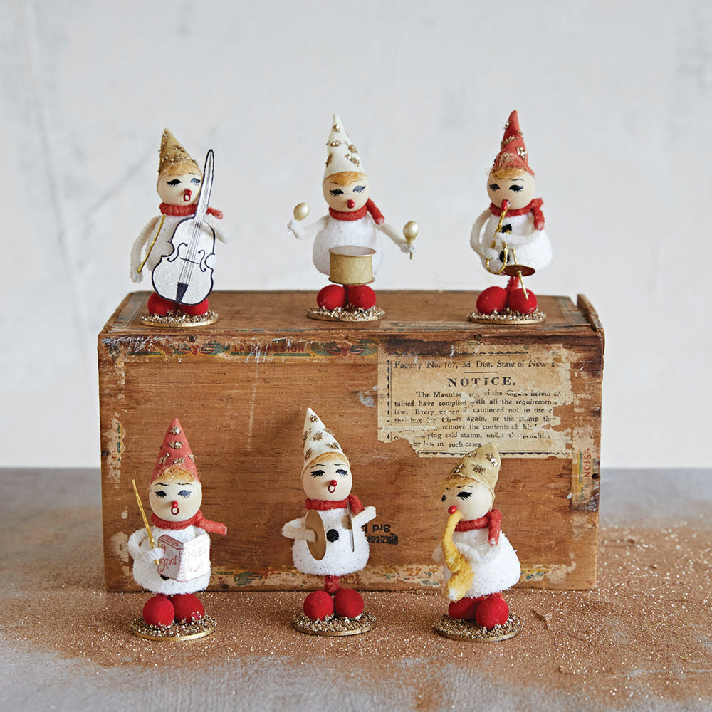 Vintage Reproduction Marching Band -4"H Foam, Wood Bead & Paper