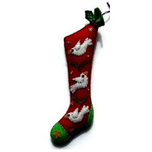 5.5" Red Stocking w/3 White Pigeons