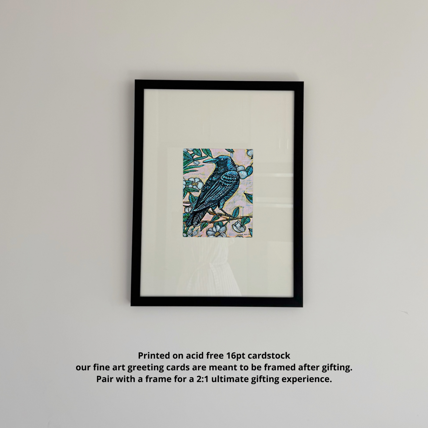 Vintage Floral Raven - Greeting Card / Fine Art Print